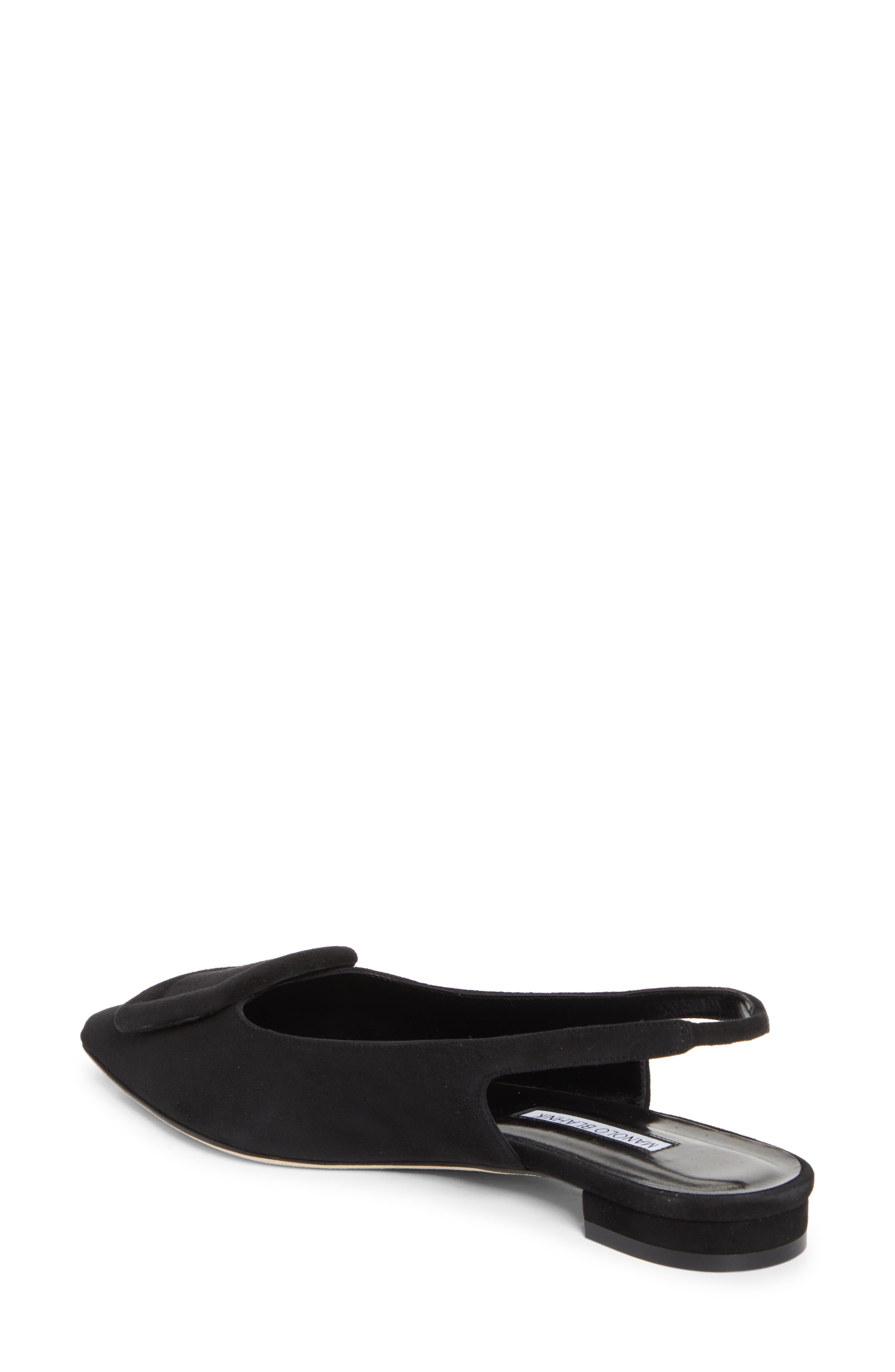Manolo Blahnik Maylura Buckle Pointed Toe Slingback Flat in Black at Nordstrom - 2