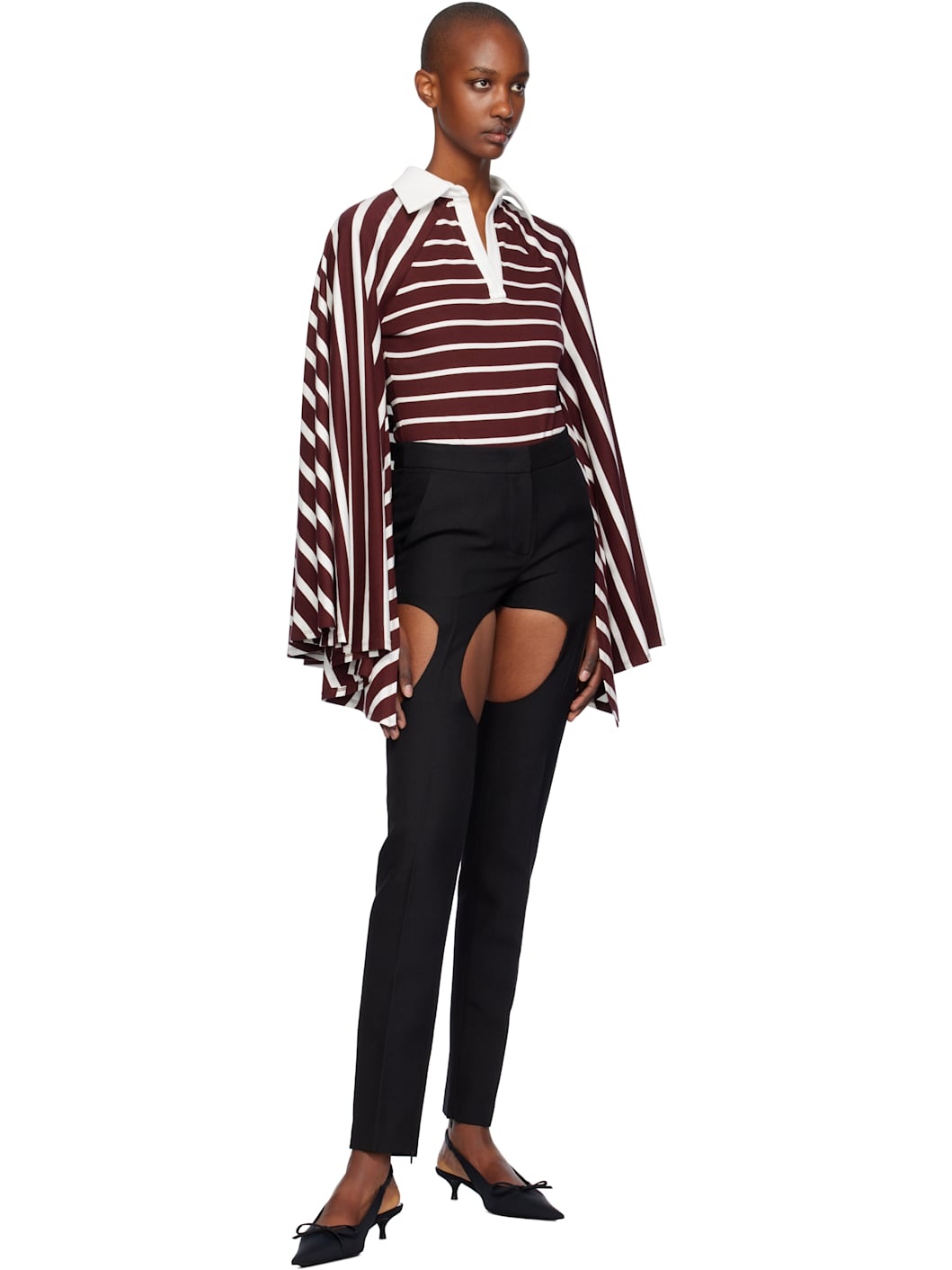 Black Cutout Point Skinny Trousers - 4