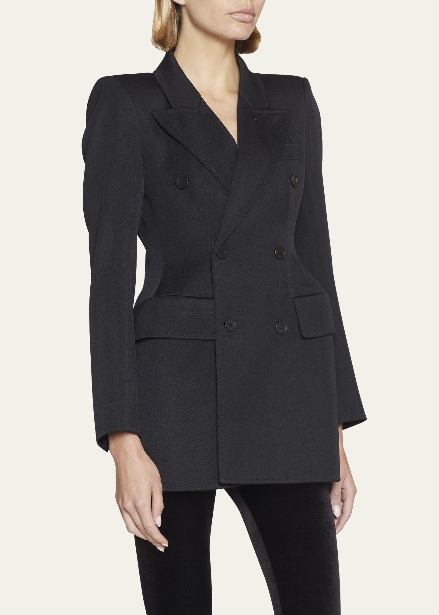 Hourglass Double-Breasted Wool Blazer - 4