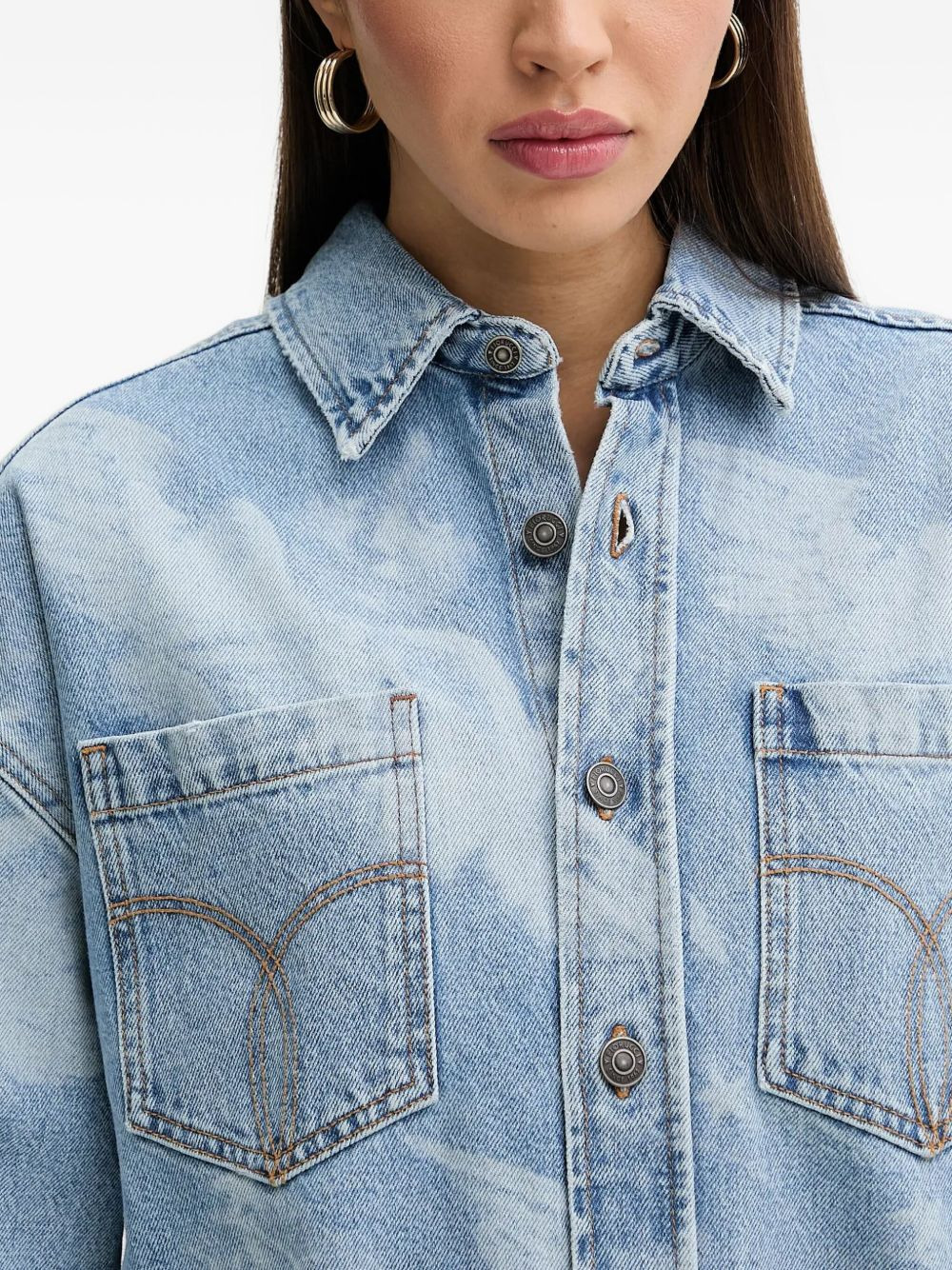 Angels printed denim shirt dress - 4