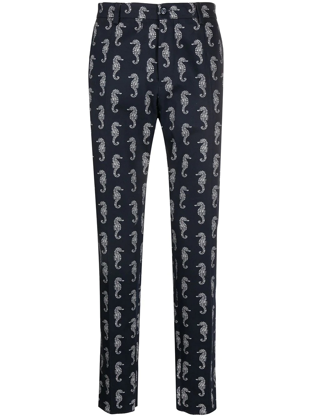 seahorse-print slim-fit trousers - 1