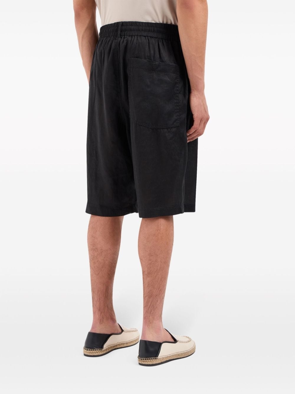 elasticated linen Bermuda shorts - 3