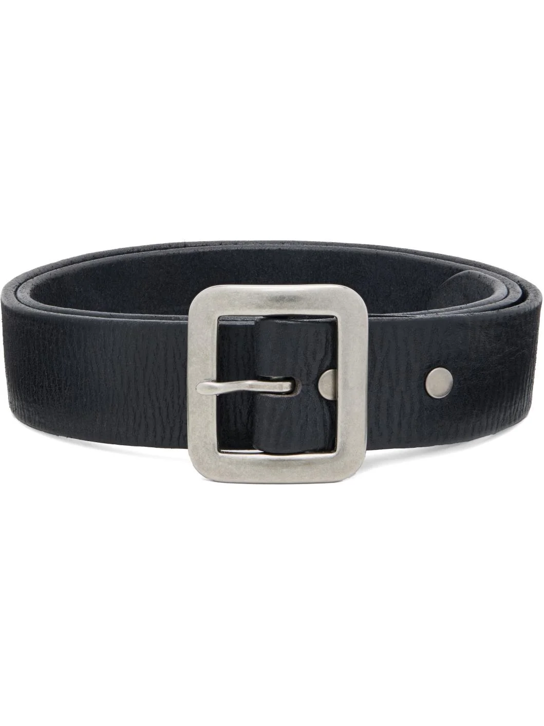 Black Hand-Burnished Leather Belt - 1