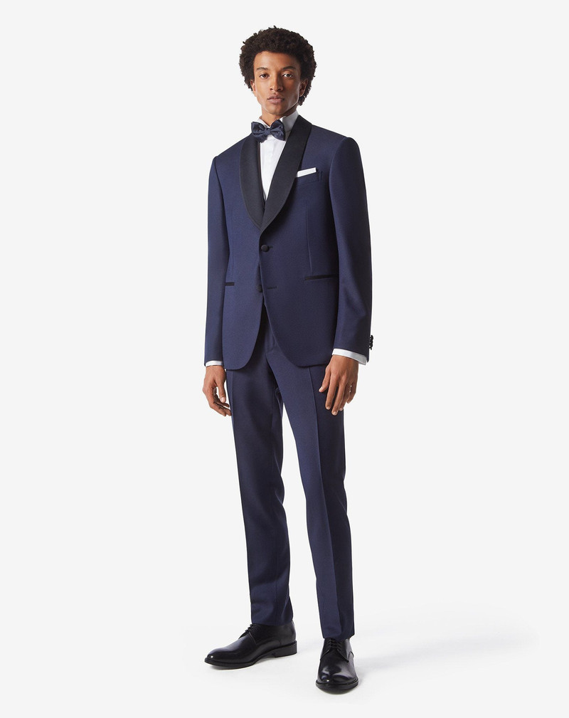 CORNELIANI Blue S120's wool sablé tuxedo outlook