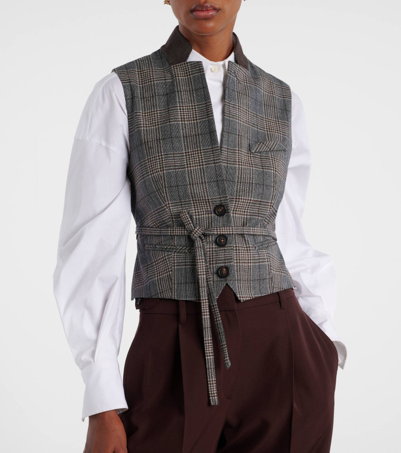 Belted checked virgin wool vest 7