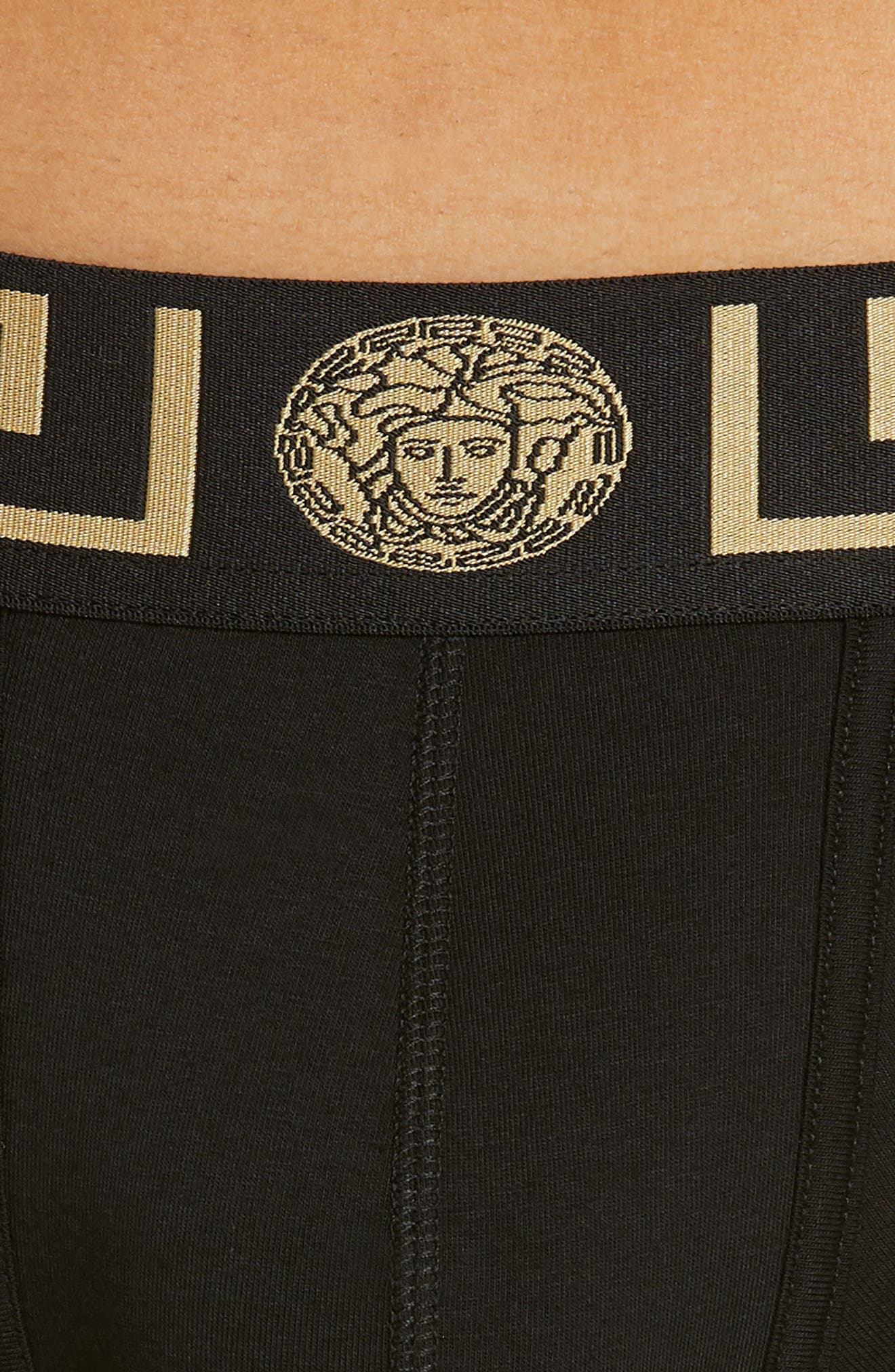 Versace Long Stretch Cotton Trunks in Black/Gold at Nordstrom - 4
