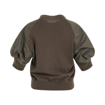 sacai Nylon Twill x Knit Sweater in Taupe outlook