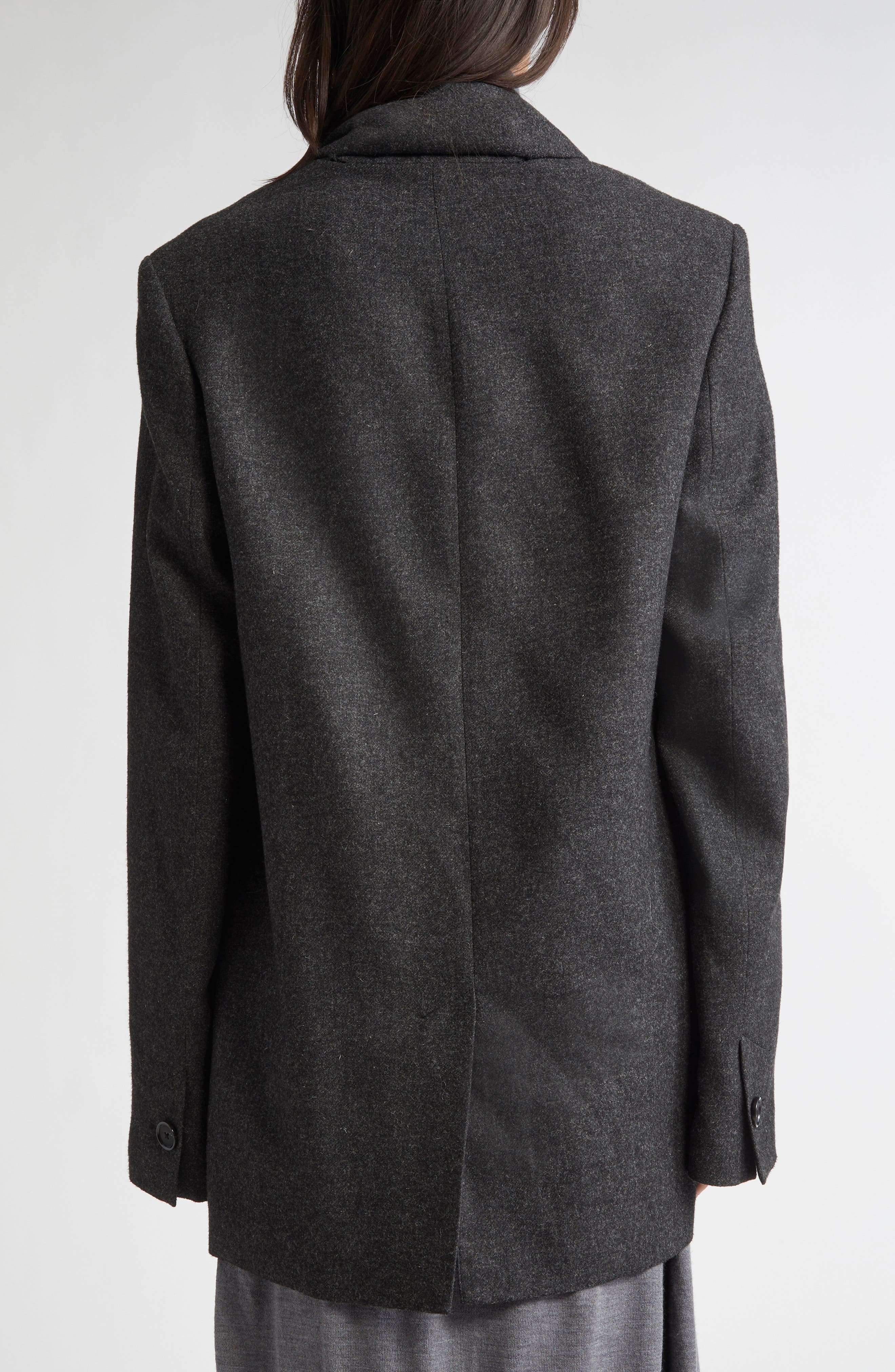 TOTEME Mélange Flannel Scarf Blazer in Charcoal Melange at Nordstrom - 4