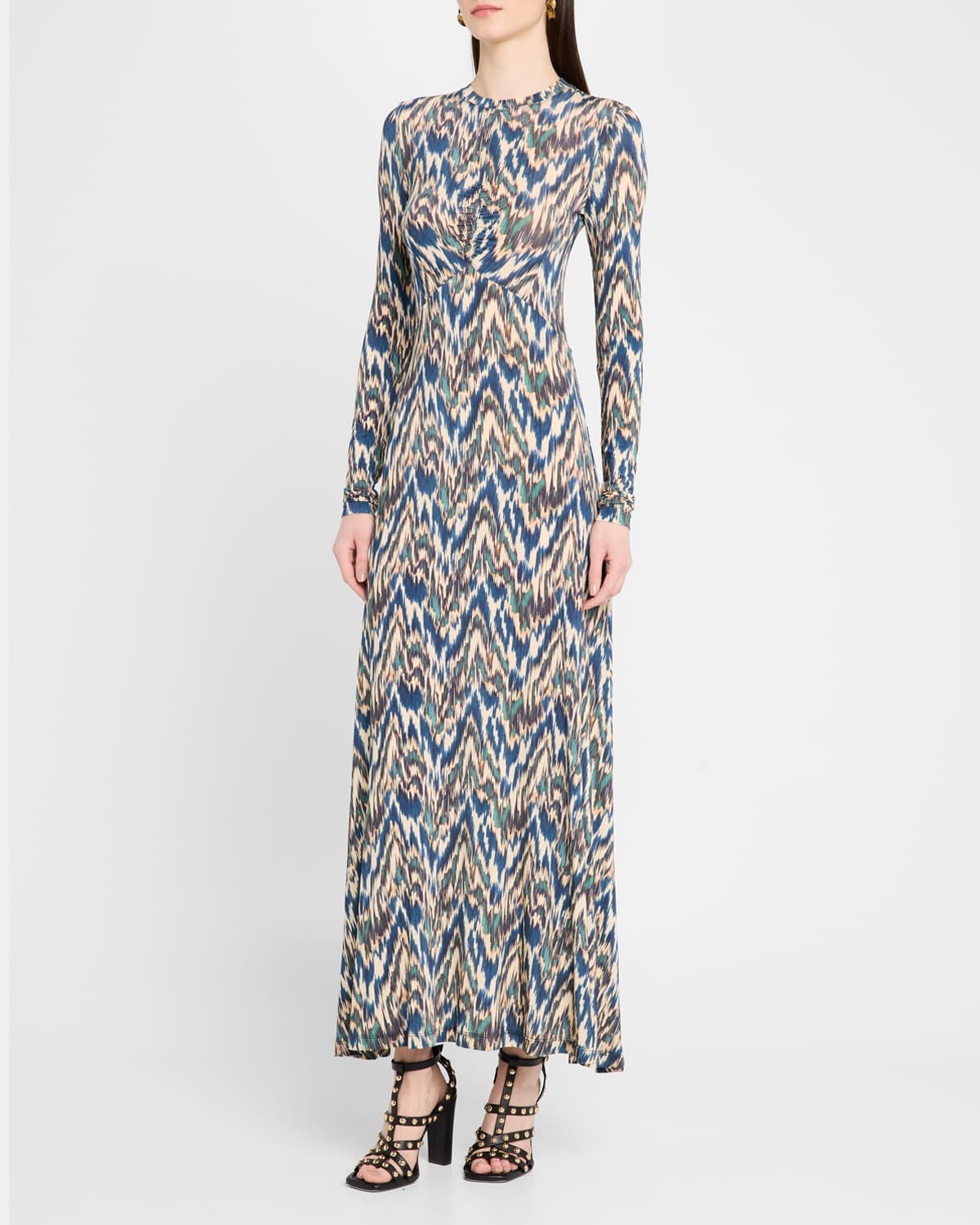 Naia Long-Sleeve Ruched Midi Dress - 4