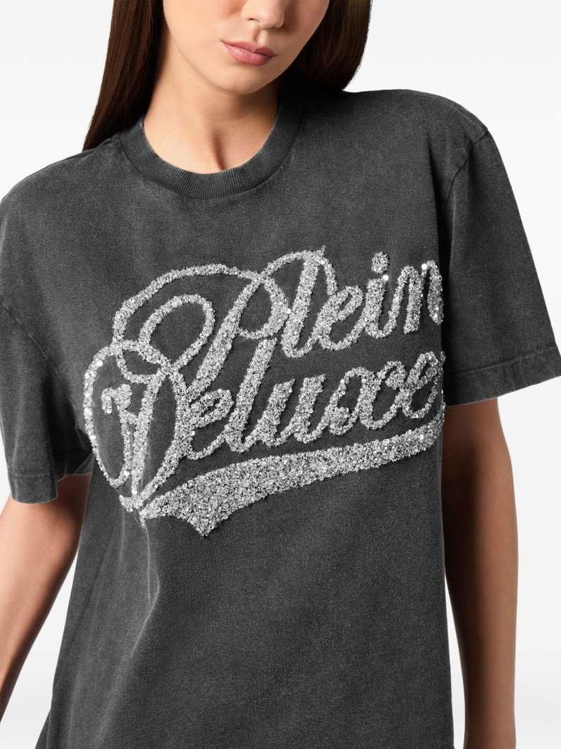 sequin-embellished logo-lettering T-shirt 4