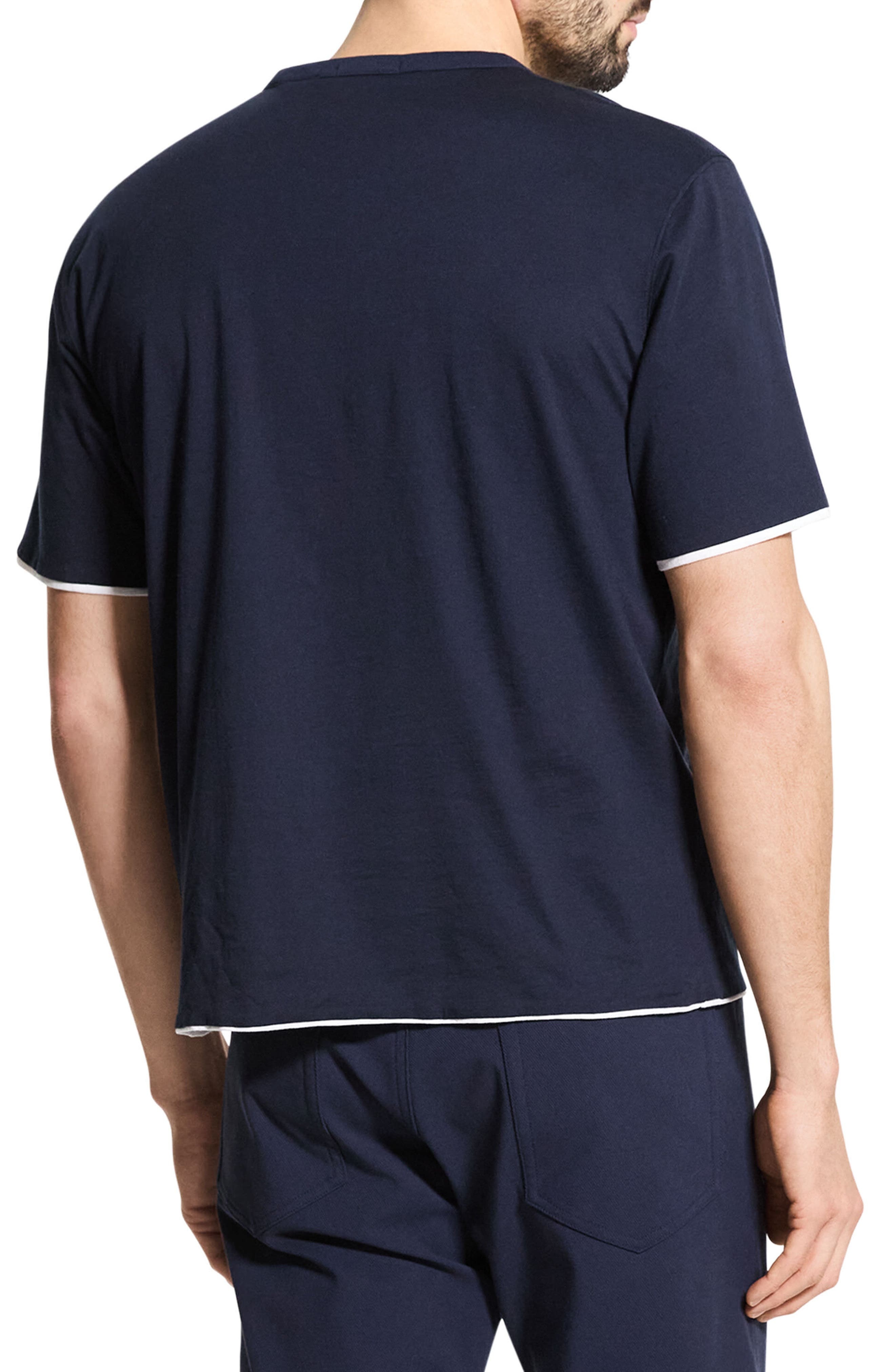 Theory DB Pima Cotton Layered T-Shirt in Baltic/White at Nordstrom - 2