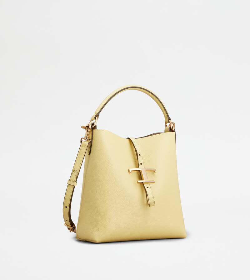 T TIMELESS BUCKET BAG IN LEATHER MINI - YELLOW 3