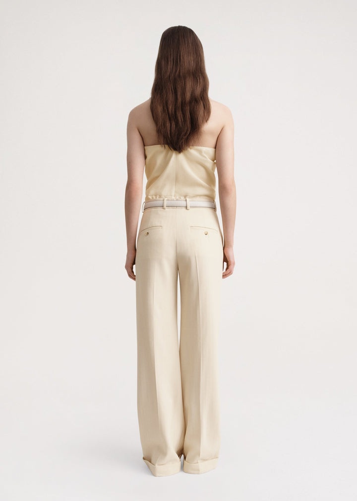 Tailored herringbone suit trouser bleached sand - 4