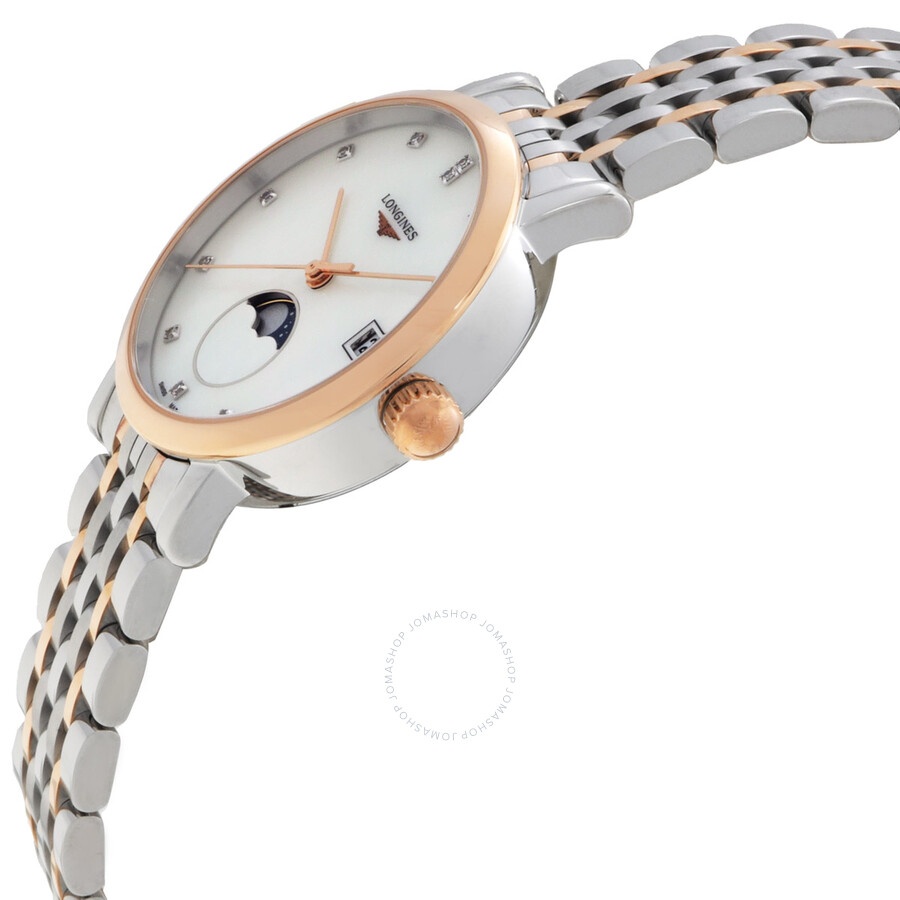 Longines Elegant Quartz Moon Phase Diamond White Dial Ladies Watch L4.330.5.87.7 - 2