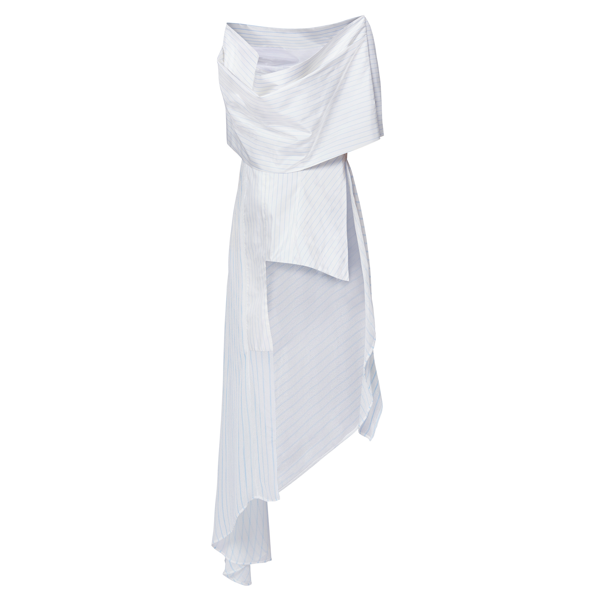 Pinstripe Silk Cowl Neck Top - 2