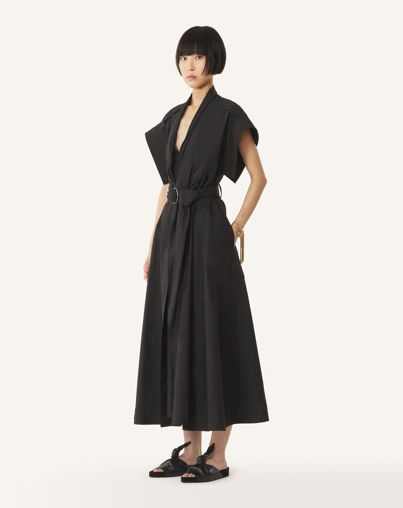 BLACK FLARED DRESS IN COTTON POPLIN 3