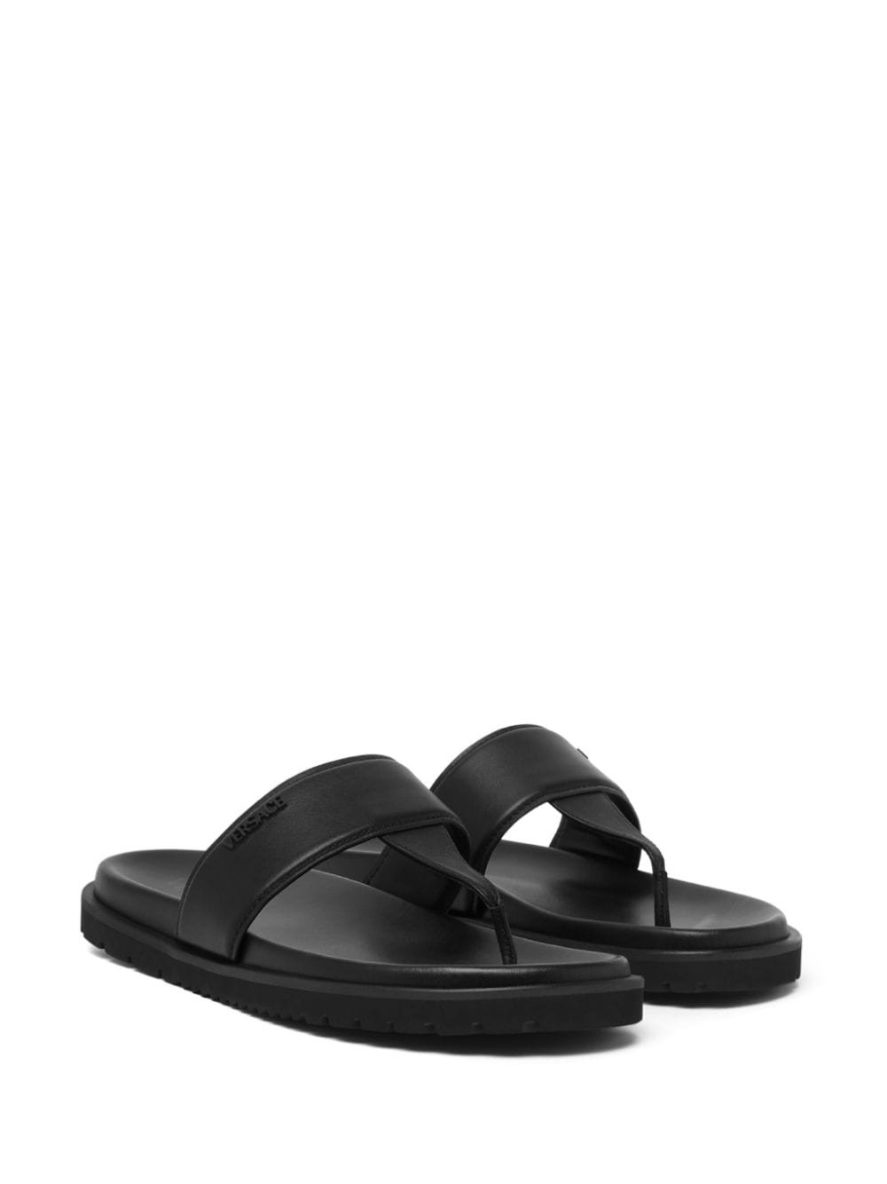 logo-embossed leather sandals - 2