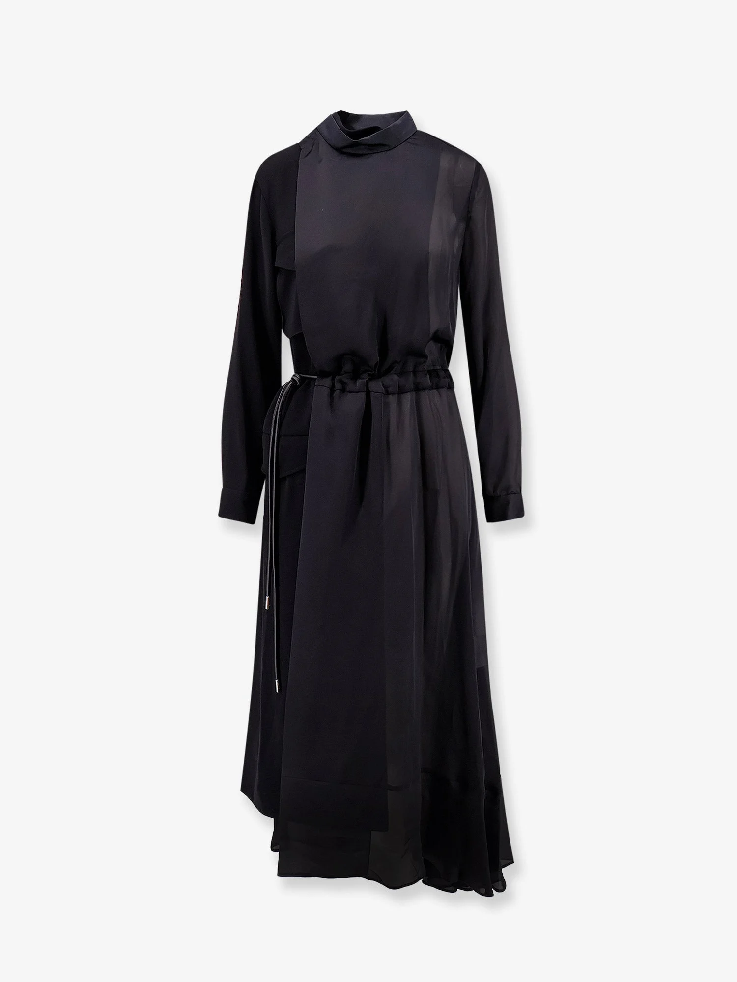 Sacai Dress with Satin Inserts Black - 1