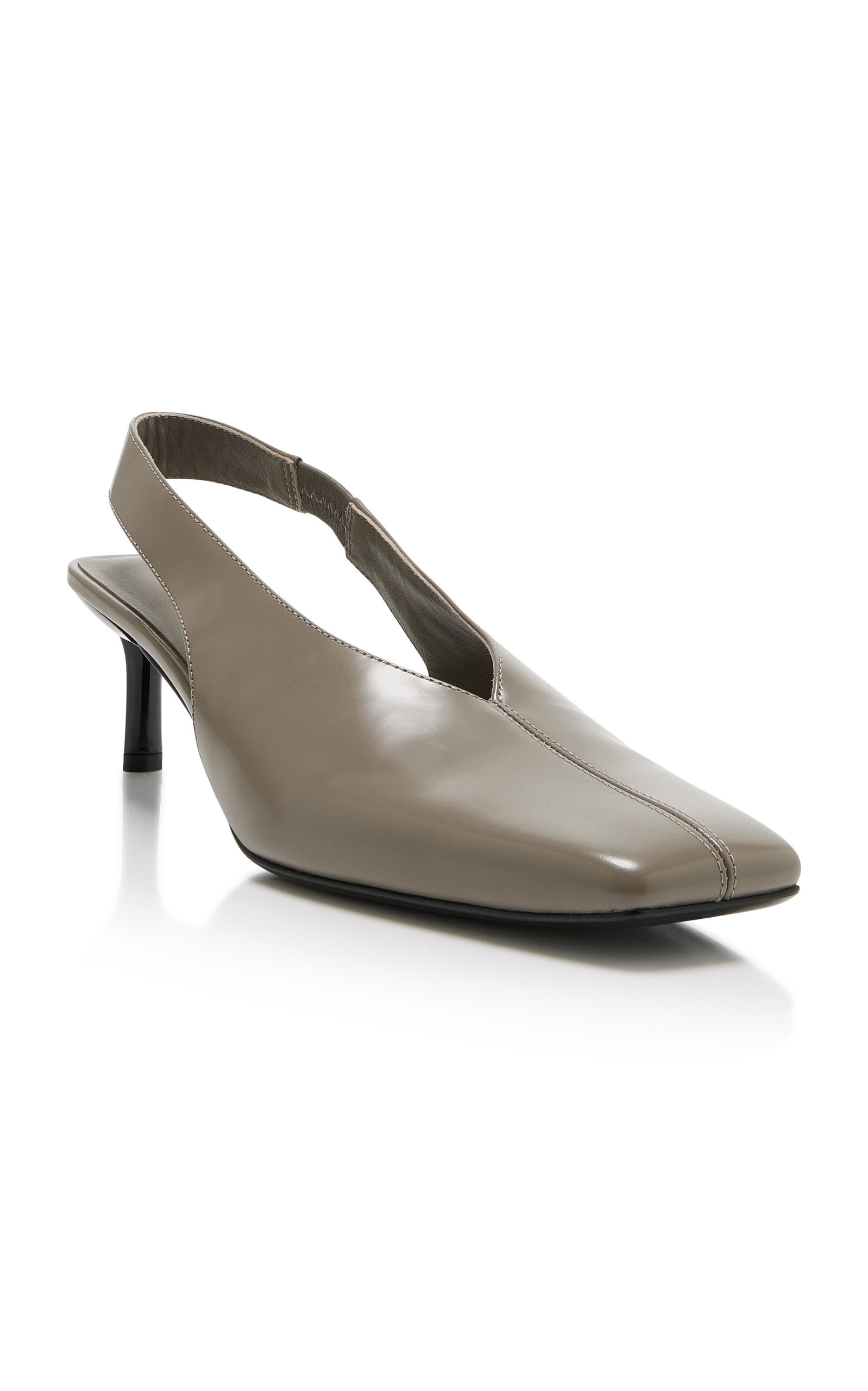 Square Toe Slingback Leather Pumps grey - 5