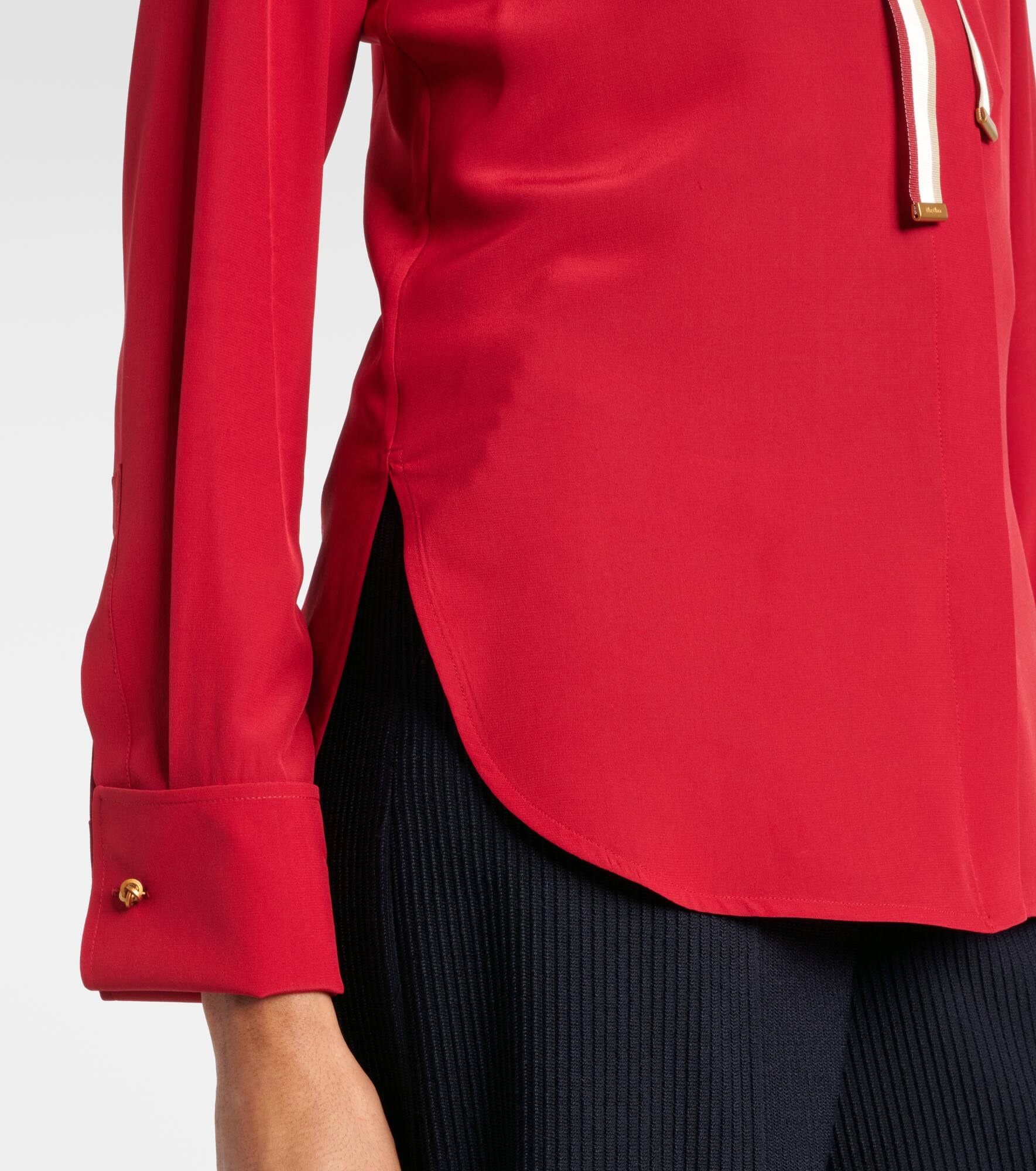 Apollo bow-detail silk crêpe blouse - 5