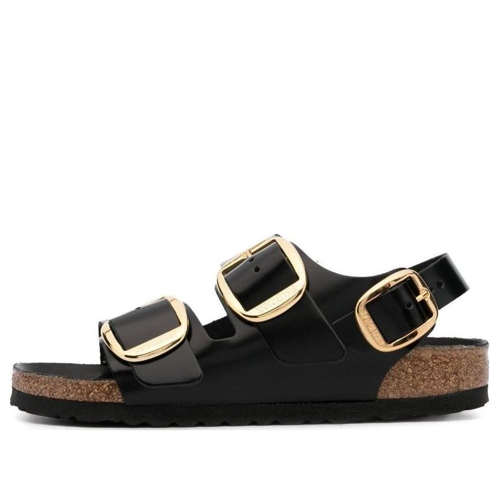 Birkenstock Milano Big Buckle Natural Leather Narrow Fit Sandals 'Patent High Shine Black' 1024211 - 1