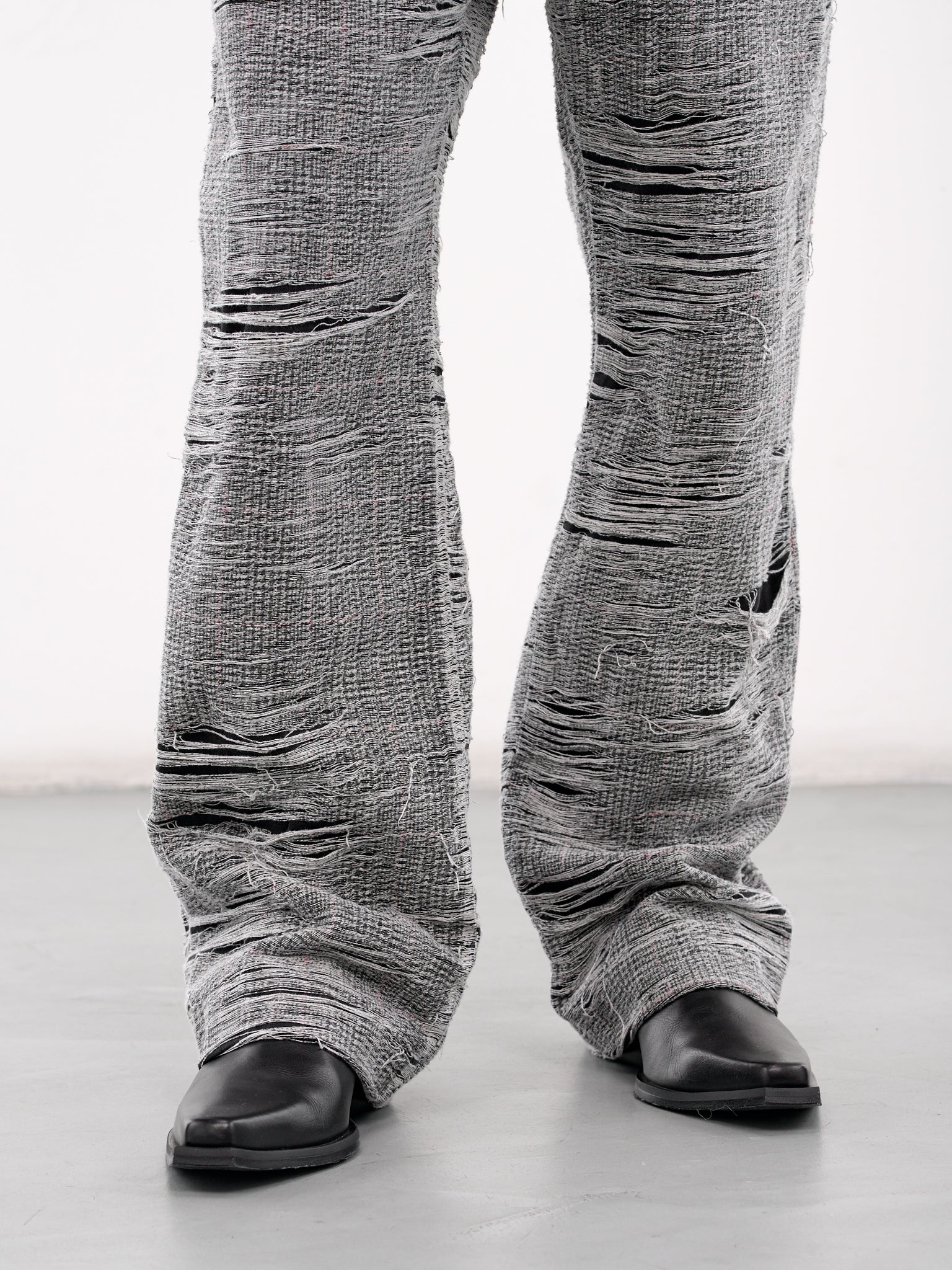 Distressed Plaid Trousers - 4