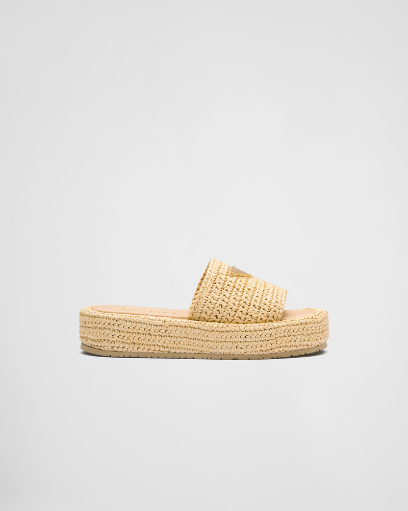 Prada Crochet flatform slides outlook
