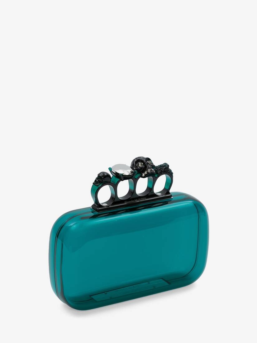 Women's Skull Four Ring Clutch in Turquoise - 2