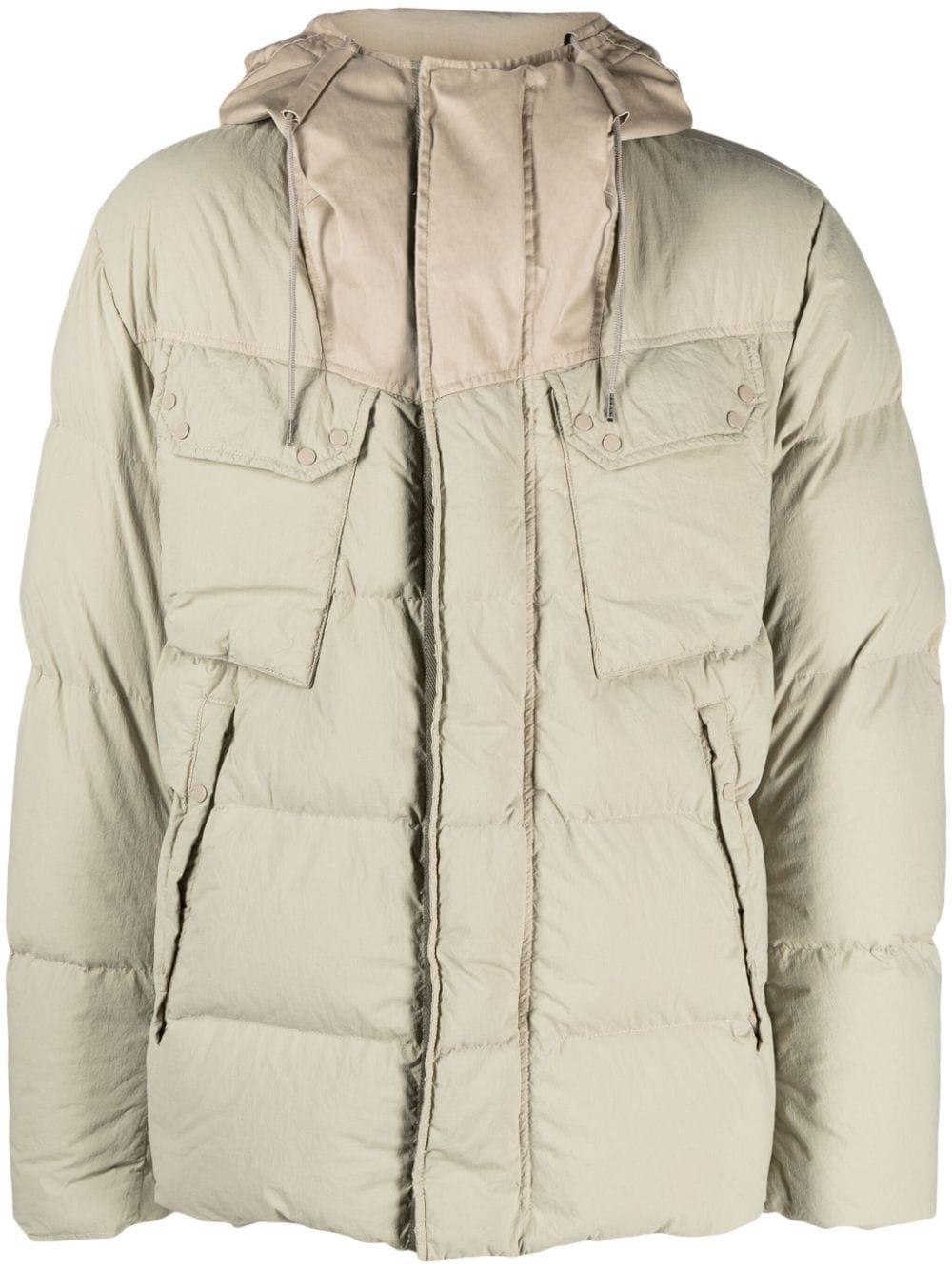 crinkled hooded down padded jacket - 1