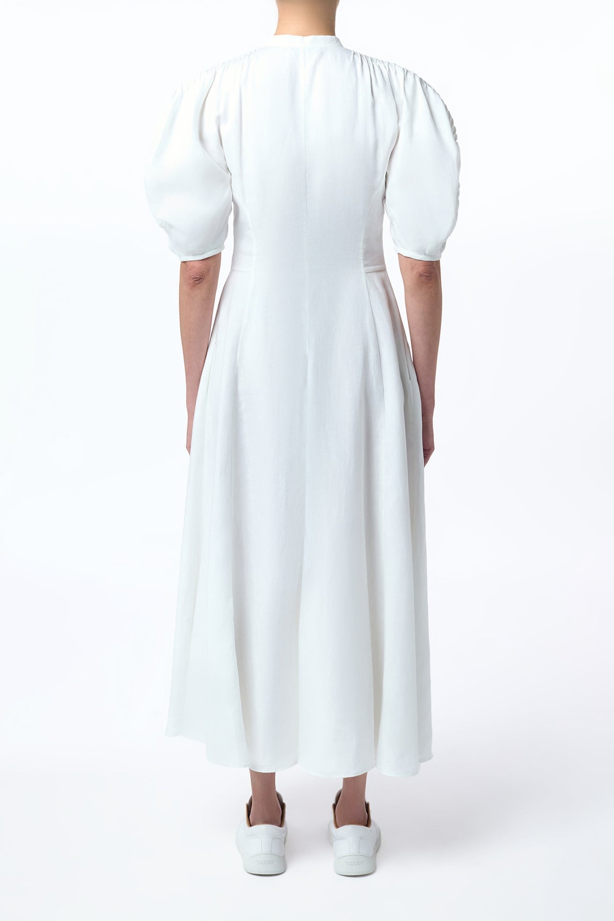 Arabella Shirtdress in White Aloe Linen - 5