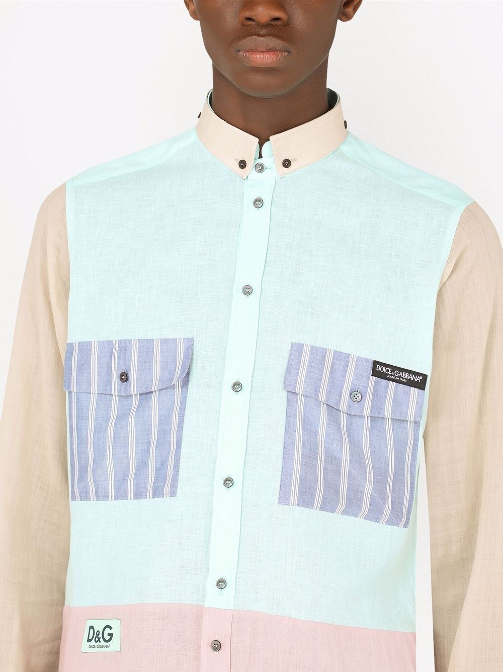 patchwork-detailing shirt - 5