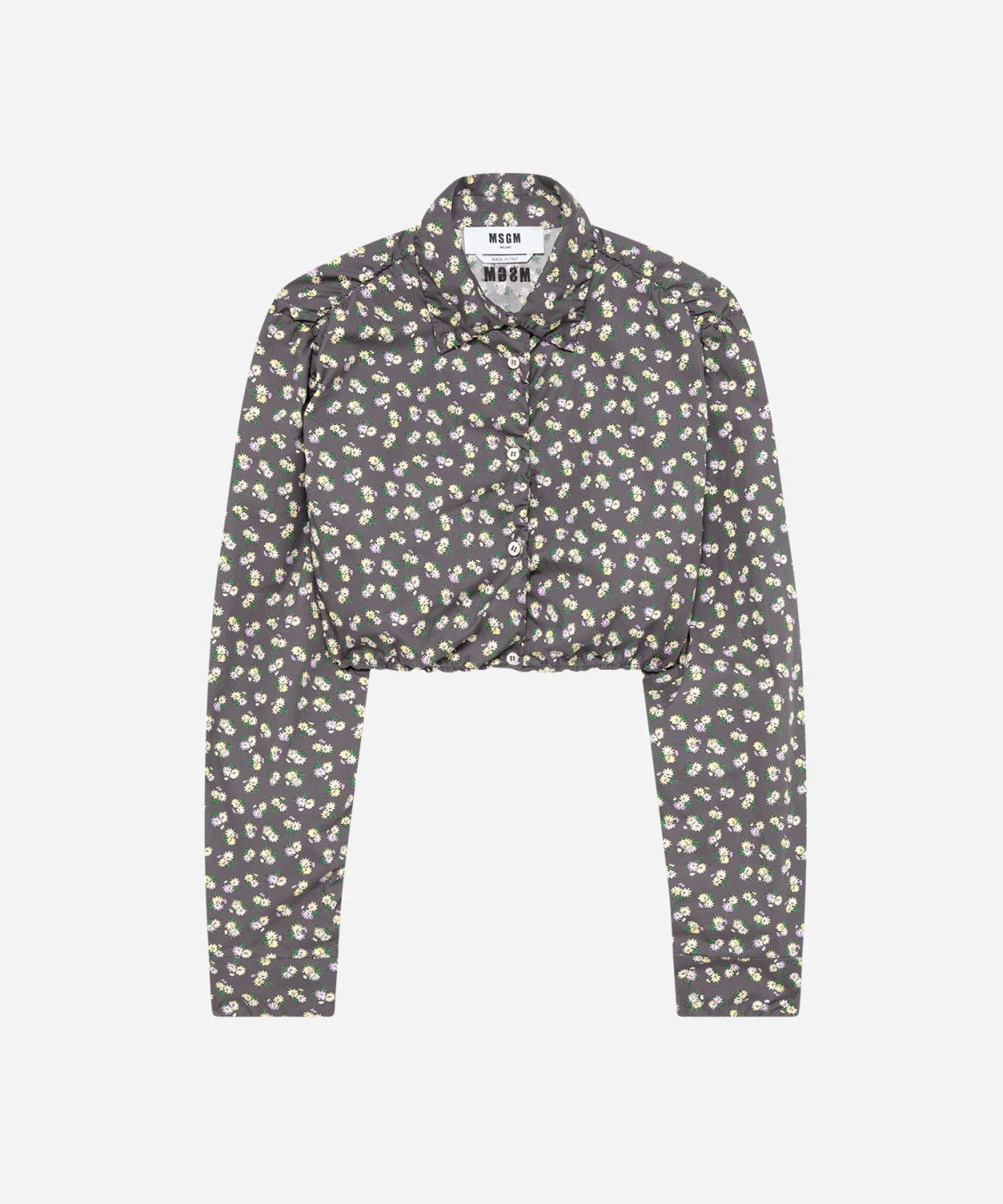 Printed poplin cropped shirt - 1