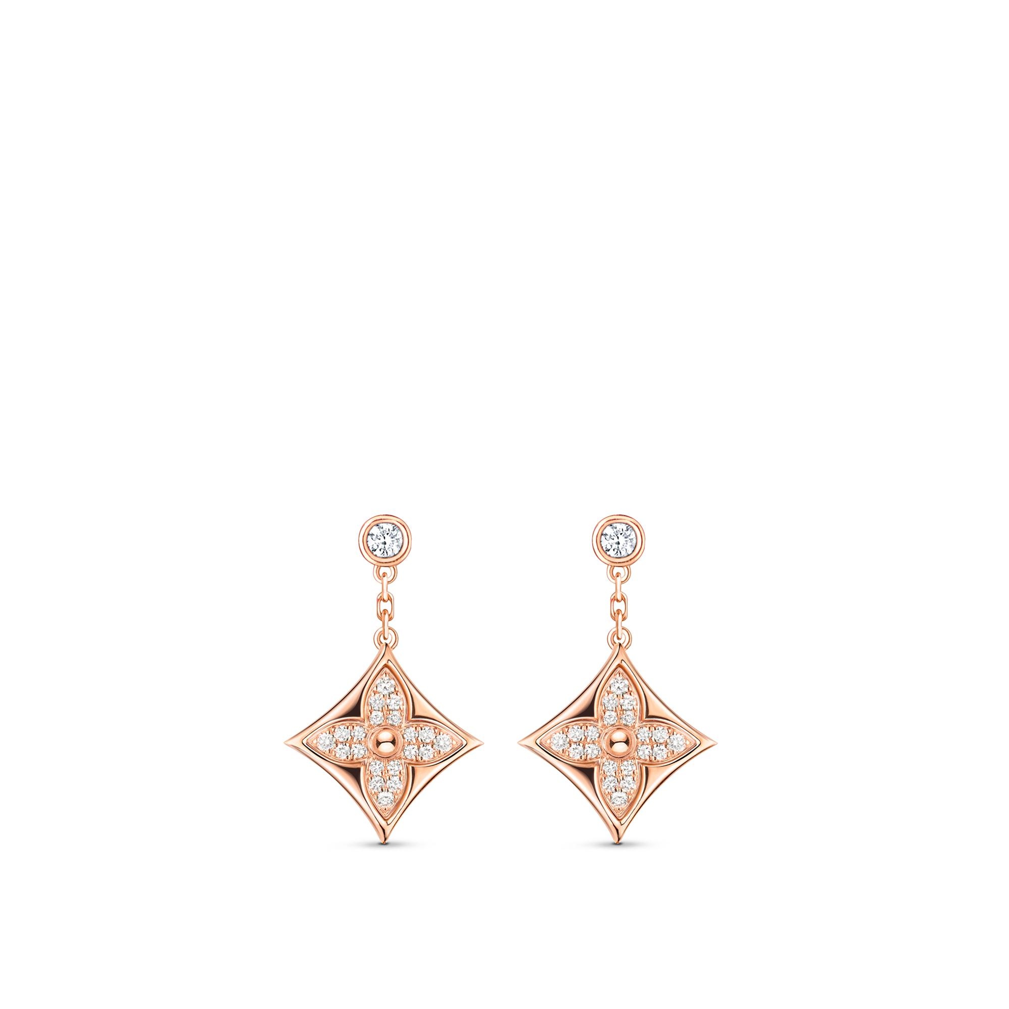 Color Blossom BB Star Ear Studs, Pink Gold And Diamonds - 1