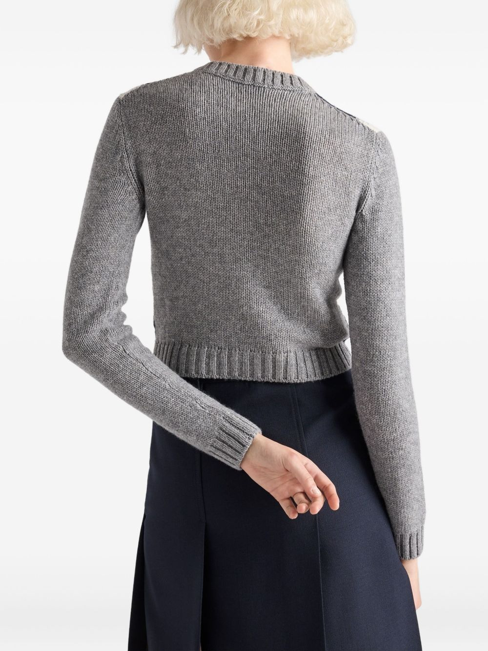 diamond-pattern wool cardigan - 4