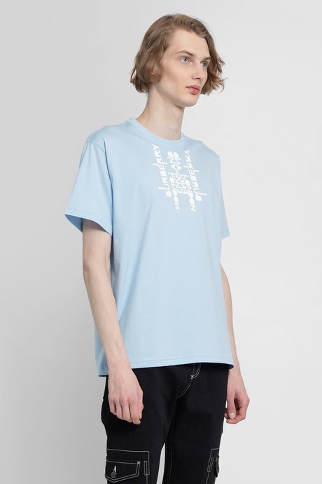 Burberry men's pale blue logo print cotton oversized t - 2