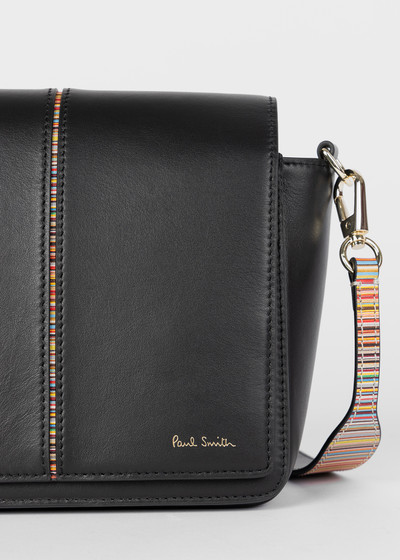 Paul Smith Women's Black Leather 'Signature Stripe' Crossbody Bag outlook