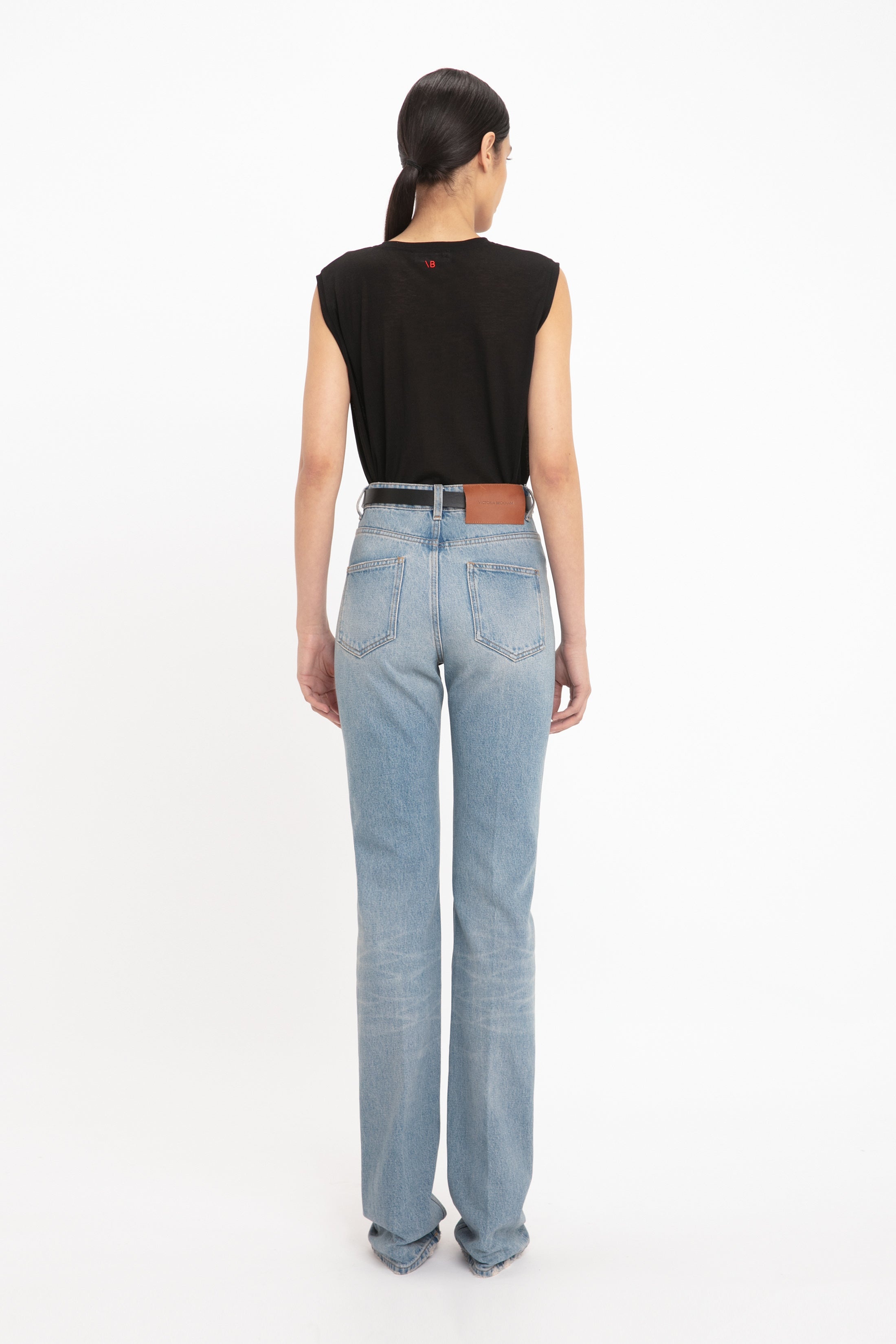 Julia High Waisted Jean In Pale Blue Wash - 4