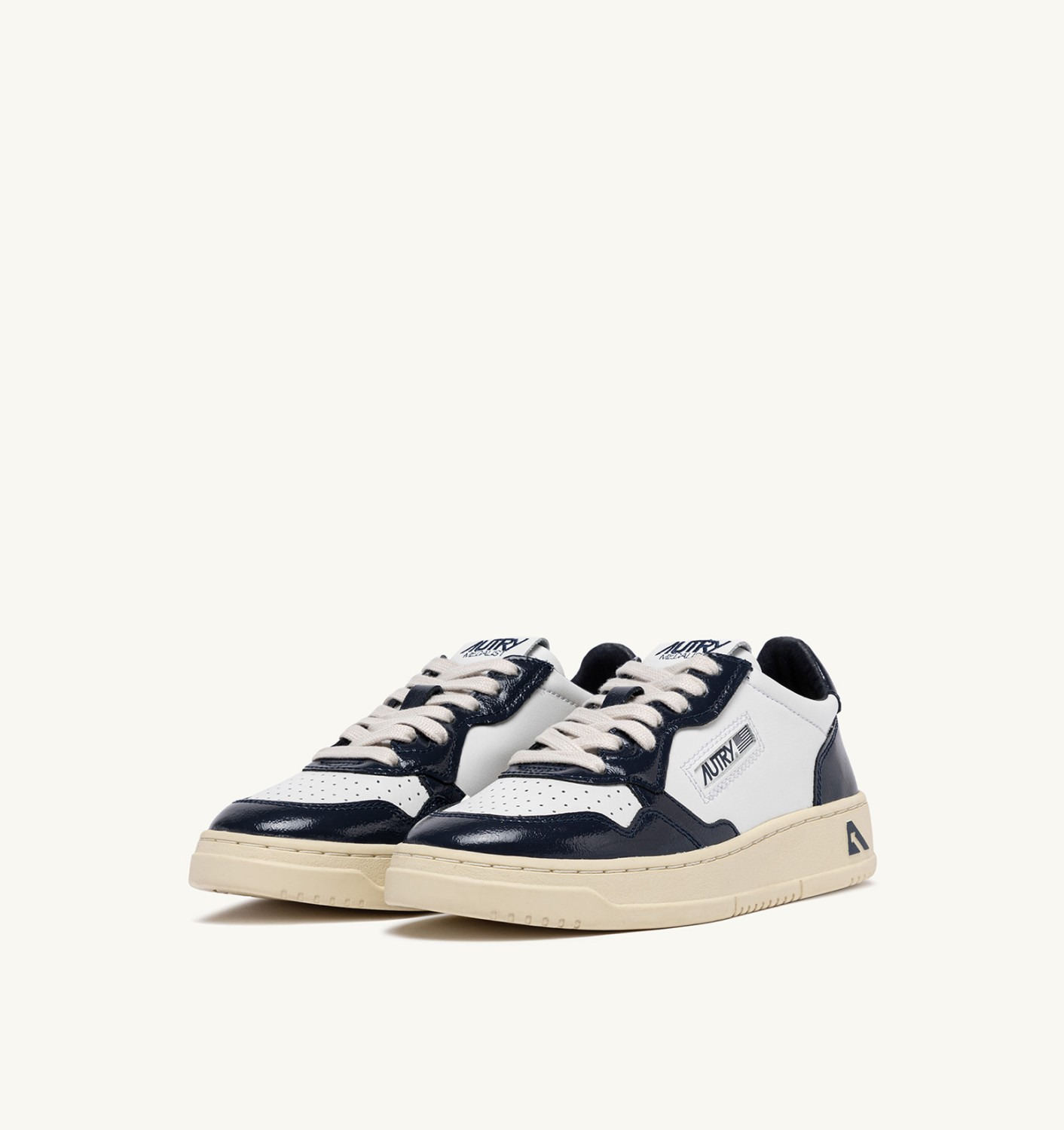 MEDALIST LOW SNEAKERS IN WHITE AND NIGHT BLUE LEATHER - 3