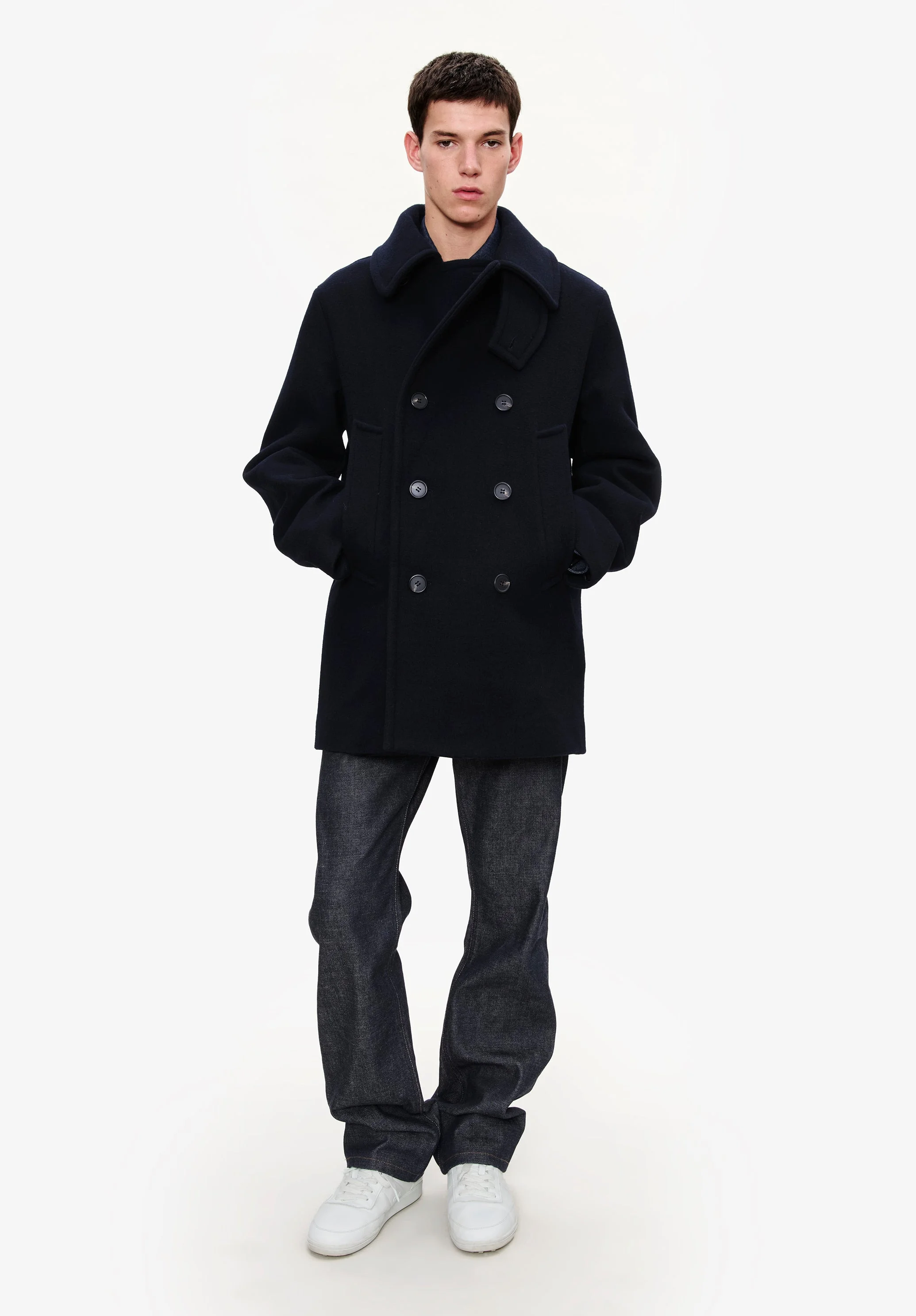 RECYCLED WOOL PEA COAT - 1