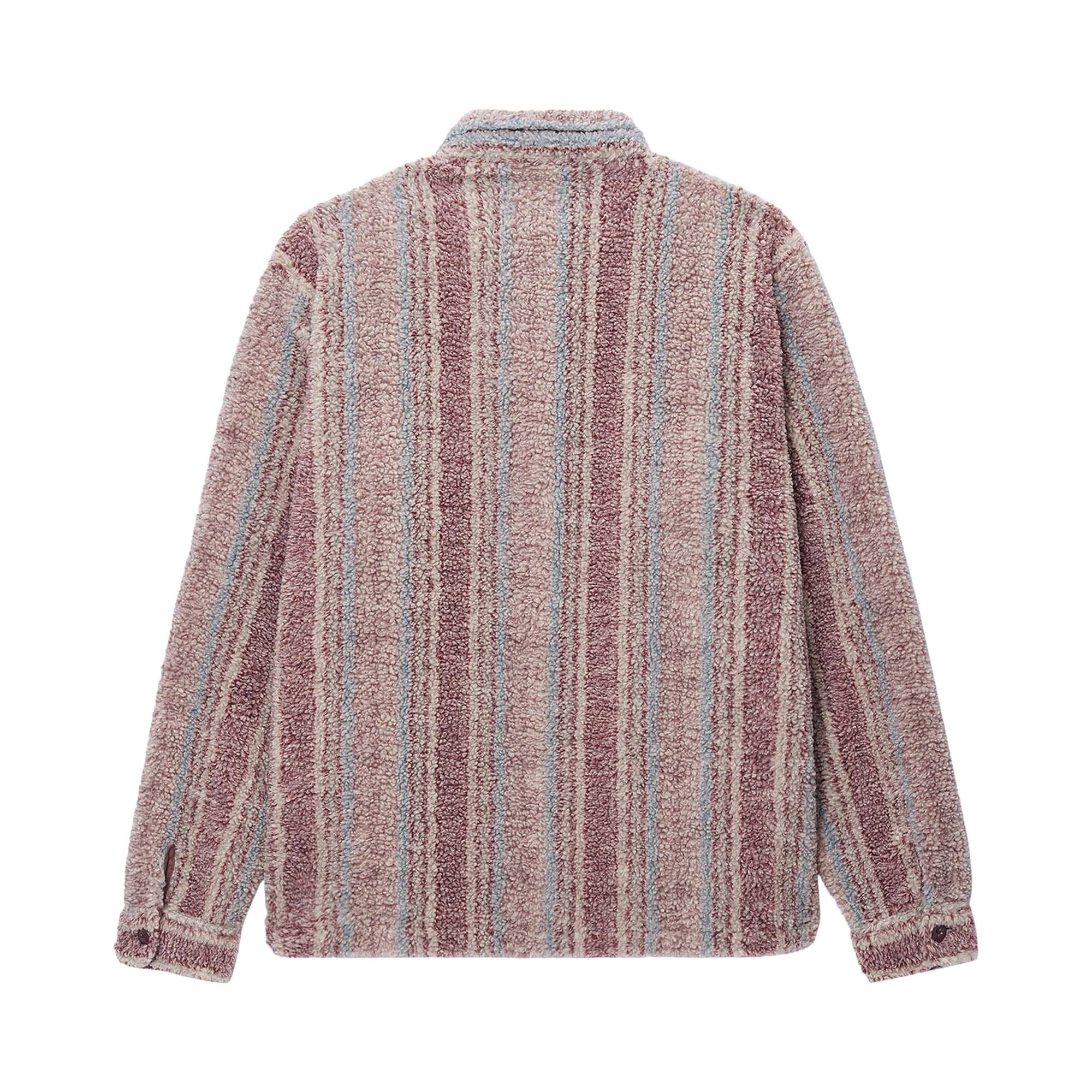 Stussy Stripe Sherpa Shirt 'Berry' - 2