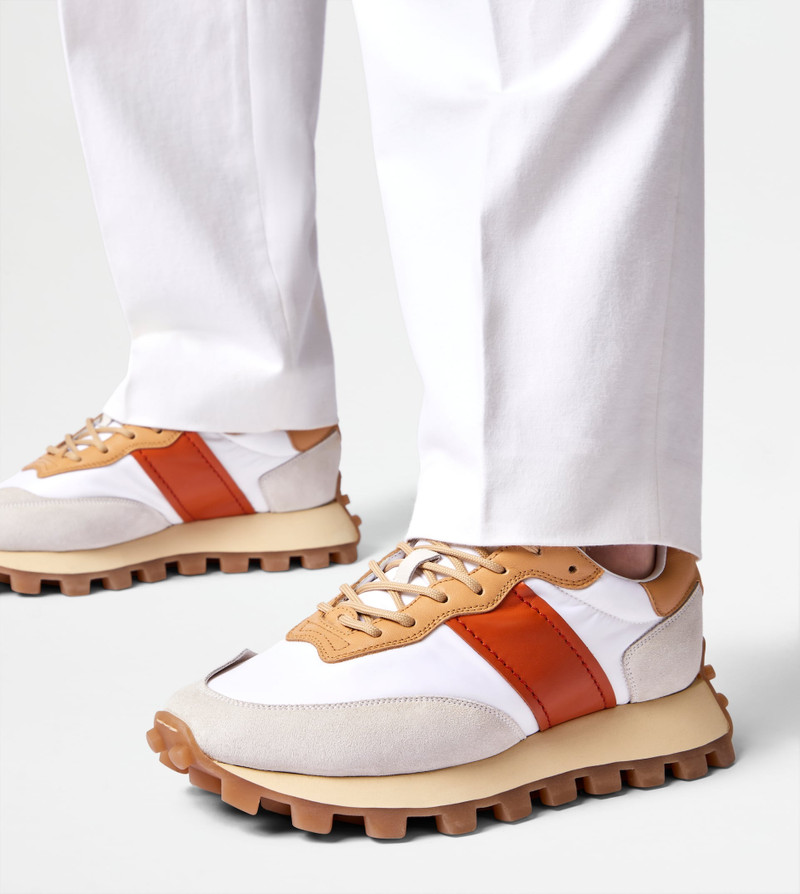Tod's SNEAKERS TOD'S 1T IN SUEDE AND FABRIC - WHITE, BEIGE, ORANGE outlook