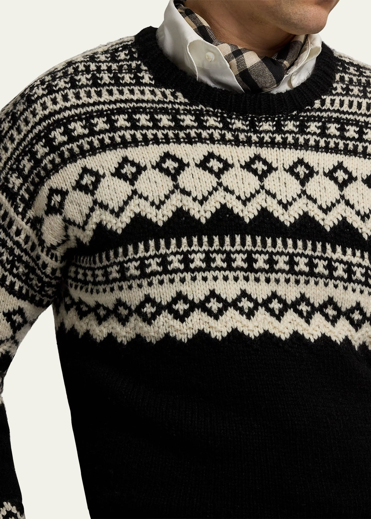 Men's Cashmere Fair Isle Intarsia Crewneck Sweater - 5