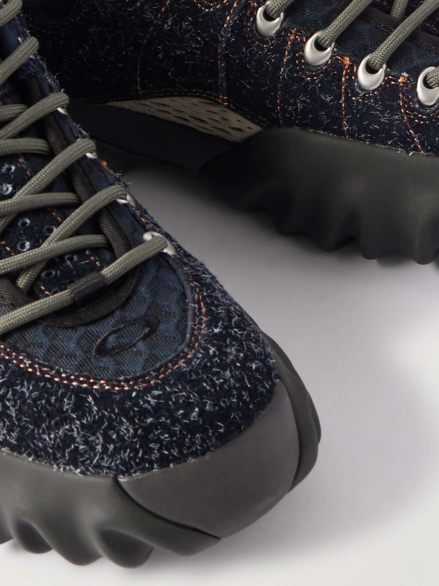 Edge Mesh, Canvas and Rubber-Trimmed Brushed-Suede Boots - 5