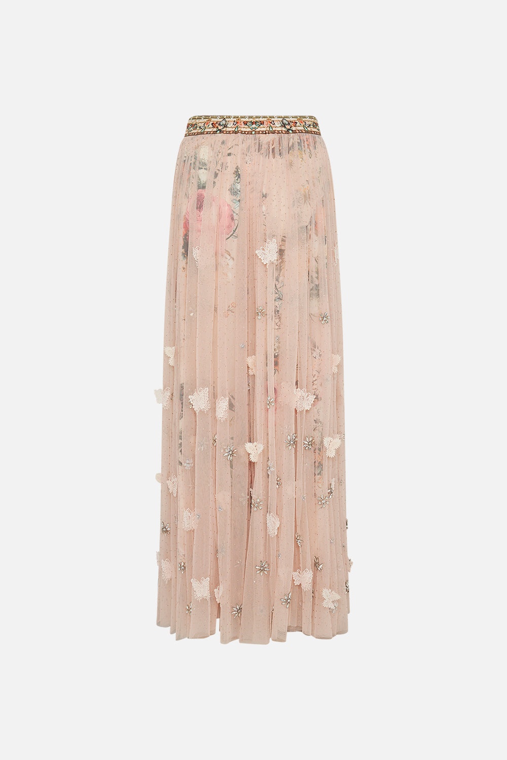 LONG TULLE SKIRT WITH 3D LACE & FLOWERS - 7