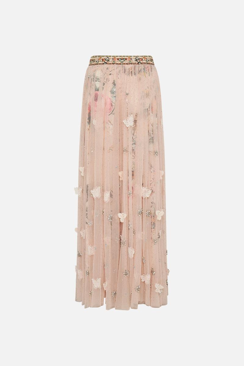 LONG TULLE SKIRT WITH 3D LACE & FLOWERS 7