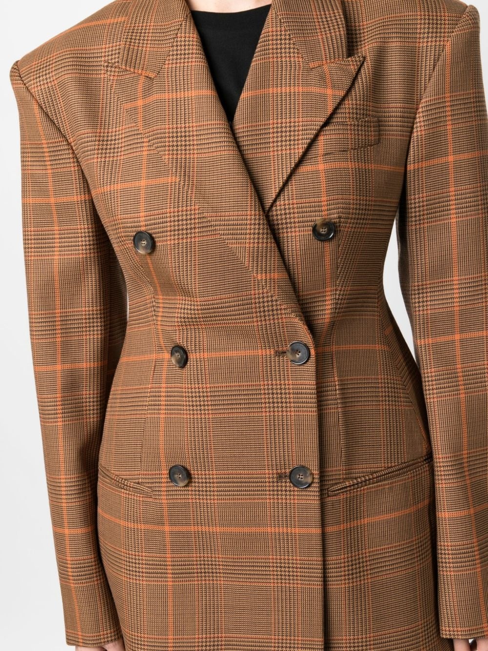 double-breasted checked wool blazer - 5