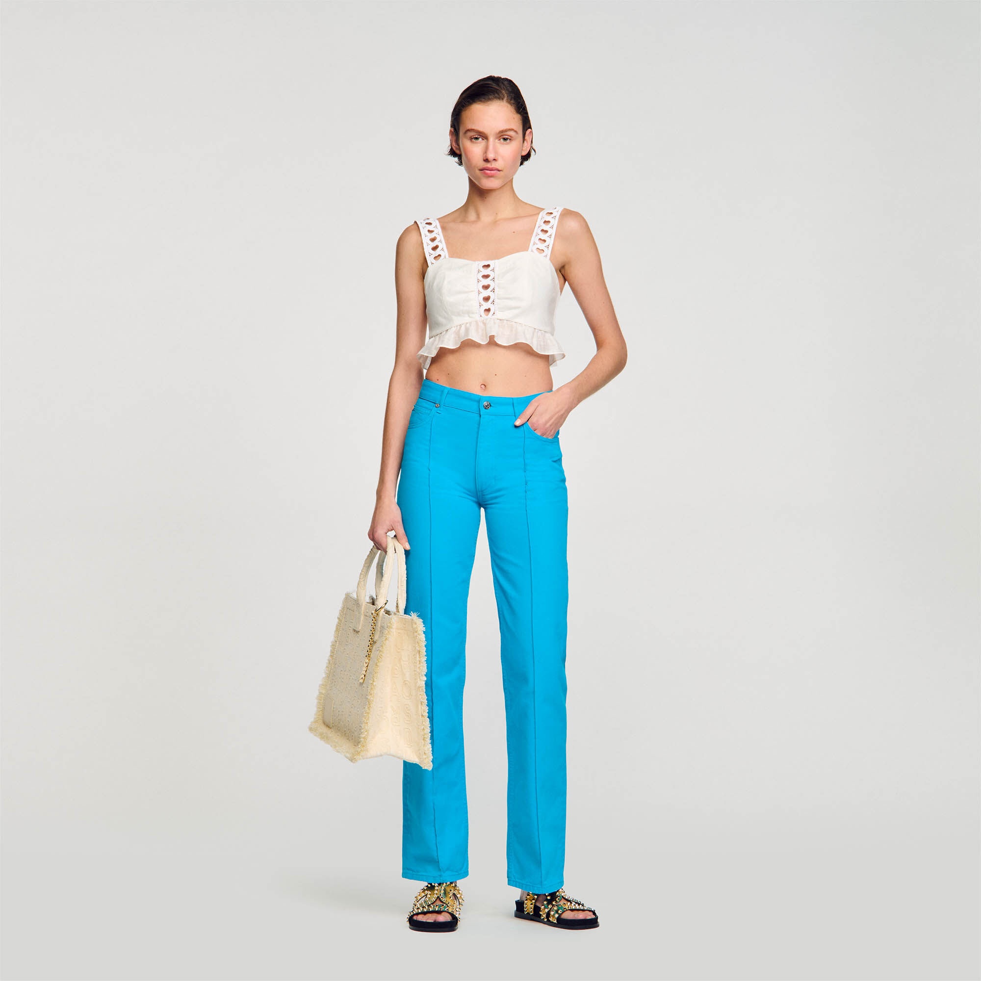 LINEN BLEND CROP TOP - 2