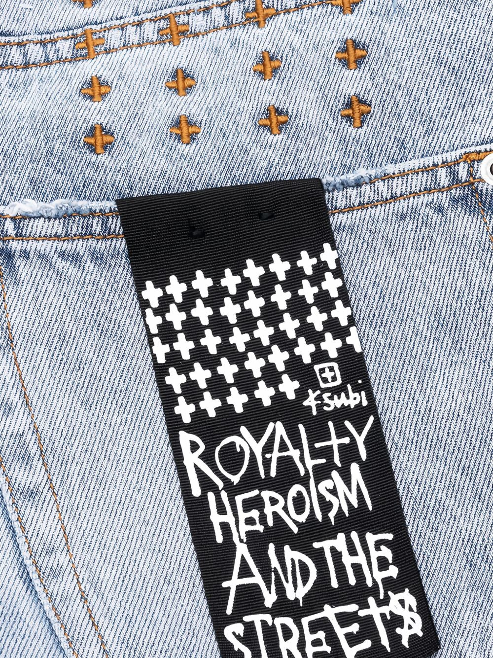 Anti K Bunker cross-stitch denim shorts - 4