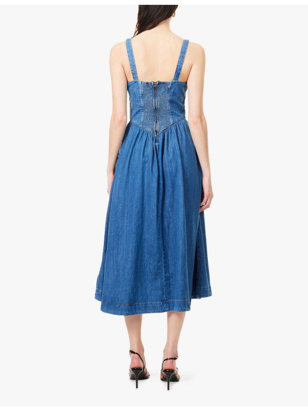 Balia square-neck denim midi dress - 4