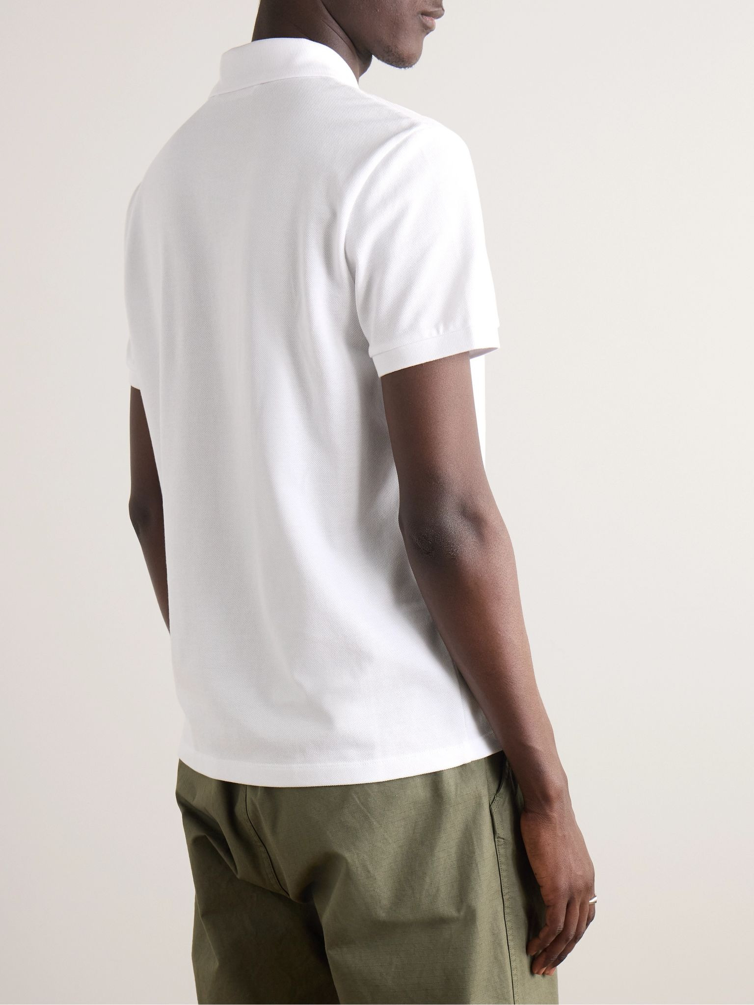 Logo-Appliquéd Cotton-Piqué Polo Shirt White - 3